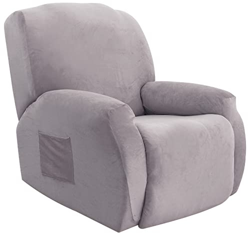 LiveGo 4 PCS Recliner Chair Covers, Stretchable and Fashionable Wingback Sofa Covers, Armchair Slipcover with Elastic Side Pockets, Reclining Chair for Living Room, Bedroom and Office