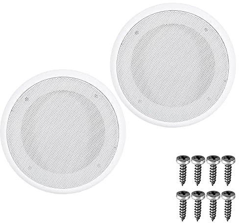 VOANZO 2PCS 6.5 pulgadas altavoces Parrillas de altavoz de audio de coche Cubiertas para altavoces caseros Techos Sistemas de audio de coche -Blanco（conexión USB）