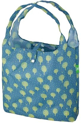 ECO CHIC leichte faltbare wiederverwendbare Einkaufstasche | Wasserabweisende Einkaufstasche | Lässt sich zur Aufbewahrung in die angebrachte Tasche falten (Baum des Lebens Blau)