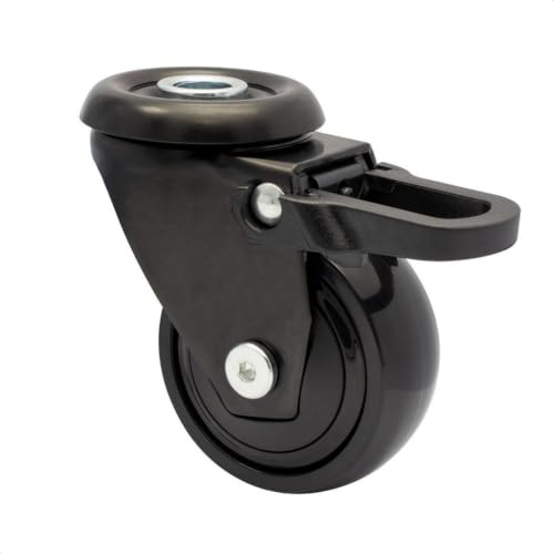 WAGNER ultrawendige 360° - 3C - Design-Lenkrolle/Möbelrolle - schwarz, soft, Rückenloch, Feststeller kompatibel mit TENO Möbelbeine, Durchmesser Ø 50 mm, Bauhöhe 75 mm, Tragkraft 50 kg - 01335201