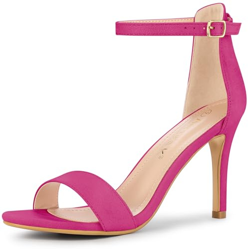 Allegra K Women Suede Ankle Strap High Stiletto Heel Open Toe Sandals | Faux Suede Vamp, Stiletto Heel, Open Toe, Comfortable Fit, Party, Date Night Ready, Adjustable Buckle Closure