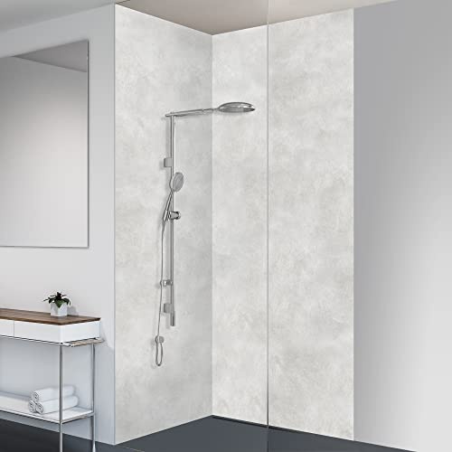 yourplate Duschrückwände individuelle Größe (Polierte Betonstruktur) | 3mm Aluminium Verbundplatte, exklusives Design, einfache Montage, geringes Gewicht, fugenlos, wasserdicht, pflegeleicht