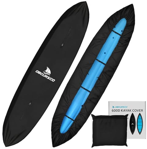 Obcursco Copertura per kayak 600D impermeabile, 9,3-16,5 m, ispessita resistente ai raggi UV, resistente agli strappi e allo sbiadimento, copertura per kayak per riporre all'aperto e all'interno,