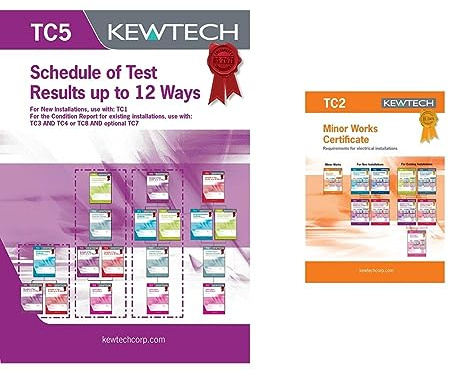 Kewtech TC5 Schedule of Test Results up to 12 ways & TC2 Kewtech Electrical Installation Minor Works Certificate, Carbon, Black, Small