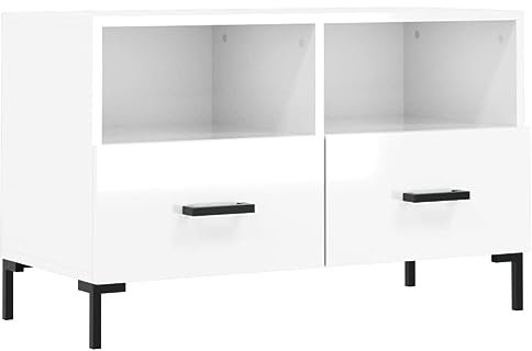 vidaXL Mobile Porta TV Bianco Lucido 80x36x50 cm in Legno Multistrato