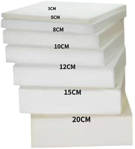 MOTTK Weiß Schaumstoff-Schwamm Hochdichter Schaumstoff-Kissen,10/12/15cm Ultra dick Ersatz-Schaumstoffpolsterung für Sitzgelegenheit Sitzpolster (10cm dick,50x50cm)