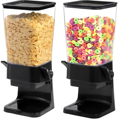 Frcctre 2 Pack 5.5 Qt Cereal Dispenser Countertop, Large Capacity Cereal Storage Containers Dispenser Dry Food Dispenser for Grain, Nuts, Candy, Snack, Rice, Oatmeal, Pet Food