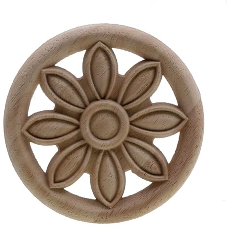 Statuen Ornament Runde Vintage Unlackierte Holz Geschnitzt Ecke Onlay Applikation Rahmen Home Möbel Wand Tür Dekor Handwerk 8 Cm * 8 Cm 1 Stück