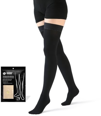 VARCOH Calze Compressione Graduata Donna, Calze Compressione Graduata Uomo, Calze a Compressione 20-30 mmHg Ideali per TVP, Gravidanza, Vene Varicose (Black,XXL)