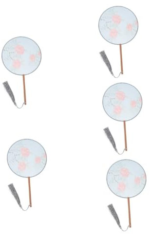 PRETYZOOM 5stücke Chinesischer Seidenfächer Mit Stickerei Translucent Silk Round Fan Für Traditionelle Tänze Für Fotos Und Kulturelle Anlässe Mit Eleganten Quasten