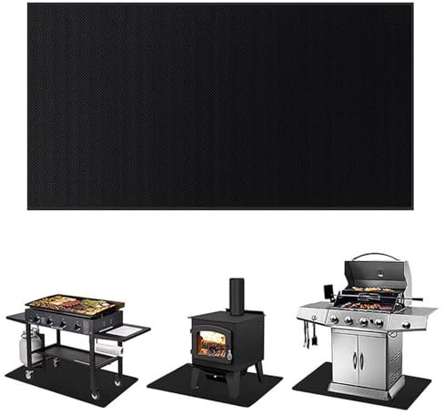 Tappeto Ignifugo 100 x 180 cm, Tappeto Ignifugo per Camino, Pieghevole Tappetino per Braciere in Fibra di Silicone, Tappeto Per Stufa Per Barbecue, Prato, Giardino, Pavimento, Cortile, Nero