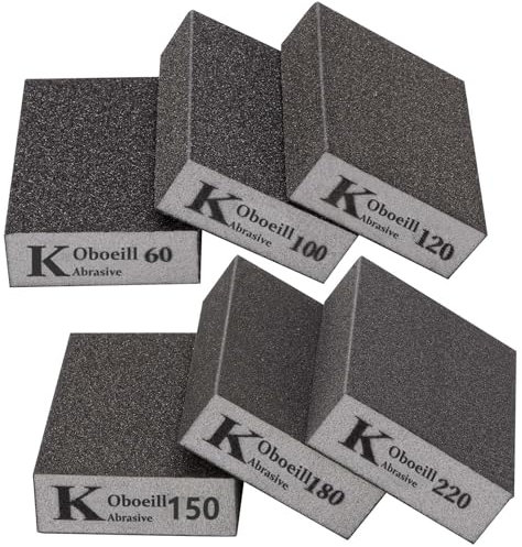 6 Pieces Sanding Blocks, Coarse and Fine Sanding Blocks, 60/100/120/150/180 Grits Reusable 6 Different Specifications Sanding Pads, Wet and Dry Dual-use Washable Sandpaper for Metal Wood and Wall