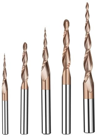 Carbide Spiral Tapered Ball Nose End Mill 6mm Shank 2 Flutes Router Bit Woodworking 2D 3D Carving Bits Wood Milling(Color:R0.5x20.5Cx4Dx50L)