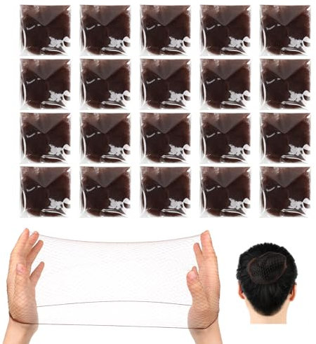 Giantree 20 retine per capelli da donna, confezionate singolarmente, invisibili, per chignon, retine elastiche per capelli per balletto, Caffè, 16 cm