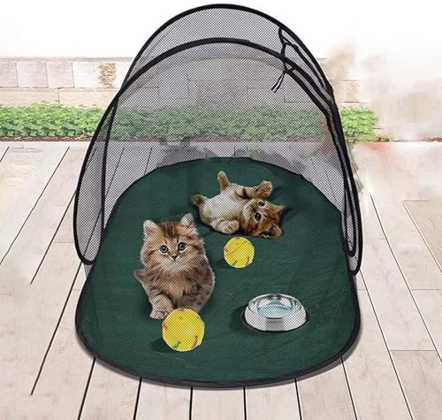 CMYUN Katzenzelt Outdoor-Katzenzelt mit Tasche, Tragbares, Faltbares Katzengehege, Groß, Gemütliches Laufgitter für Haustiere für Hof, Garten, Balkon, Terrasse, Katzenhaus für Hauskatzen