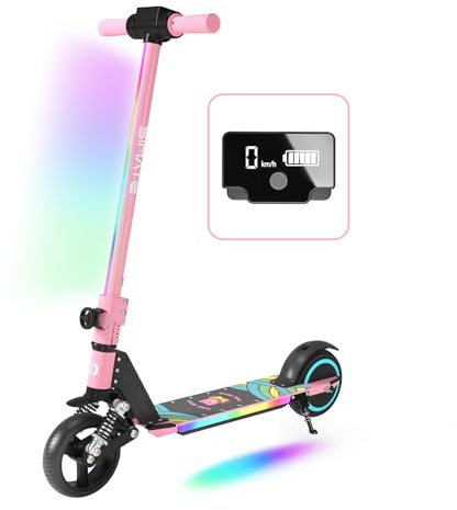 E-RIDES Elektroroller Kinder ab 6-12 Jahren,E Scooter mit Bunter Regenbogenlicht,5-8KM Reichweite,Faltbarer Elektro Scooter Kinder,130W Elektroscooter, Jugendliche