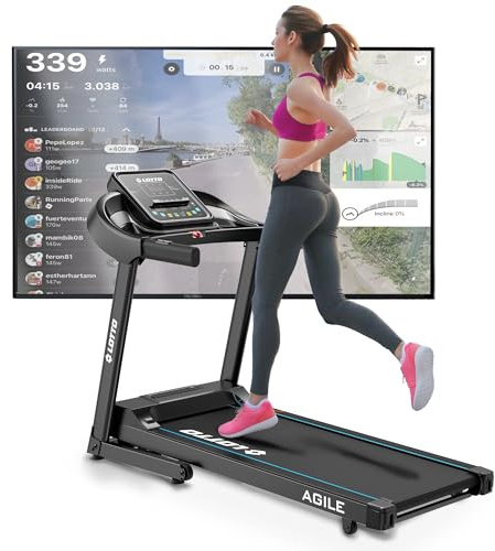 LOTTO Agile Cinta de Correr Plegable,Eléctrica,2.5 CV,1-10 km/h,Inclinación motorizada 15 Niveles,120x40cm,Ordenador LED,Bluetooth Spax/Kinomap/Zwift,100kg
