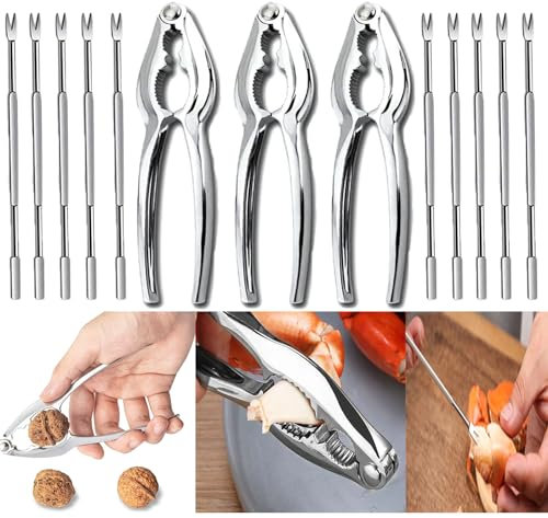 13 PCS Lobster Crackers and Picks Set, Crab Leg Cracker Tools, Including 3 Lobster Cracker and 10 Forks, Heavy Duty Shellfish Nut Cracker Set, Seafood Tools for King Crab Legs Shellfish Claw