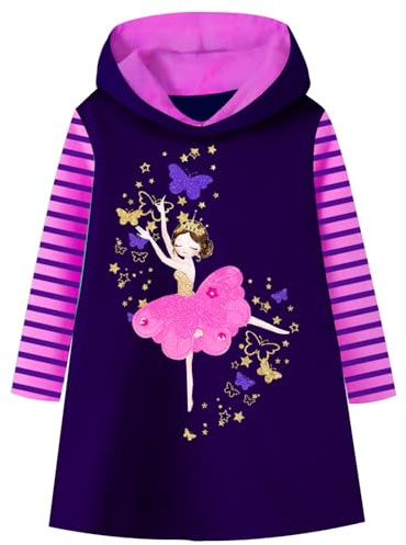 VIKITA Mädchen Kapuzenpullover Kleider Baumwolle Hoodie Herbst Winter Freizeit LH7624 8T