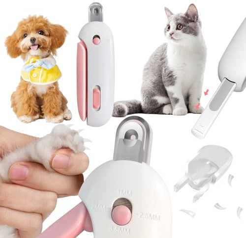 Cat Nail Clipper with Adjustable Aperture, Small Dog Nail Trimmer with 4 Gears & Nail File, Safe Pet Claw Clipper Grooming Tool to Avoid Over Cutting, Professional Pet Nail Cutter for Beginners (Pink)