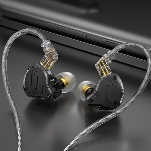 SENECESLIn Ear Monitors, IEM Gaming Earbuds ZS10 PRO X, kabelgebundene Monitors Ohrhörer, 1DD 4BA Hybrid Treiber HiFi Abnehmbares versilbertes 0.75mm 2Pin Kabel für Musiker,