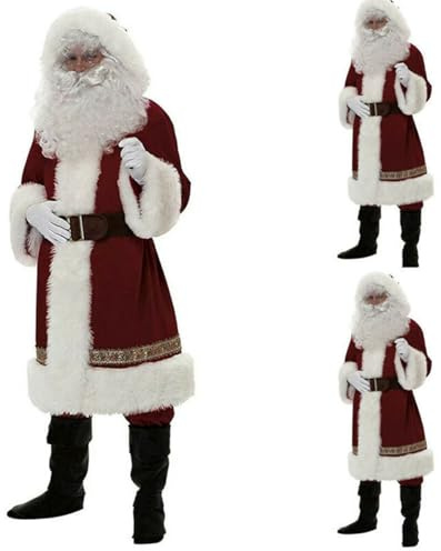 Tomtedräkt för män set 7 st jul vuxen tomte kostym outfit män deluxe tomte kostym för fest A, XL