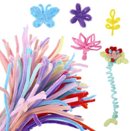 300 Stück Pfeifenreiniger zum Basteln Chenilledraht Pfeifenreiniger Blume Pipe Cleaner Bunt Blumen Set Kindertag Vatertag 6mm*30cm (in 27 Macaron Farben)