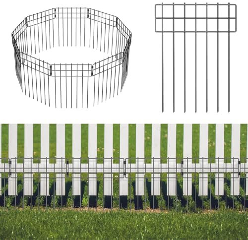 LIANTRAL Confezione da 10 recinti da giardino senza scavo, pannello di recinzione in metallo antiruggine, barriera per animali, per cani, conigli, animali domestici, facile da installare, per patio