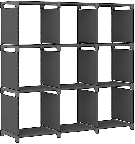 Baziroo Wohnzimmer Bücherregal Würfel-Regal 9 Fächer Grau 103x30x107,5 cm Vitrinenschrank Arbeitszimmer Möbel Büro-Regale Würfelregal Organizer Sideboard Arbeitszimmer Würfelschrank Stoff