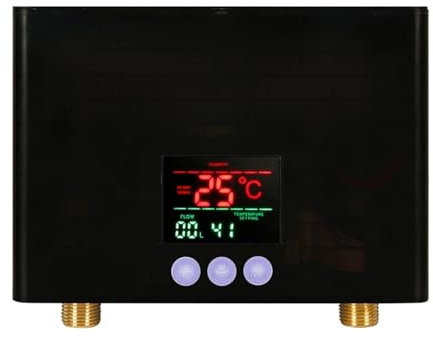WESLNN Chauffe-Eau Instantané 3KW Chauffe-Eau Électrique sans Réservoir Affichage LCD Cuisine Salle De Bains Mural Télécommande Calorificateur(Black)