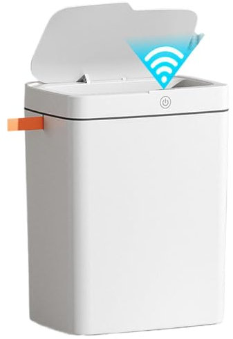 Cubo de basura sin toque: cubo de basura de movimiento inteligente, contenedor de residuos | Codito de basura automático 15L, tapa de cierre silencioso, exterior impermeable útil d