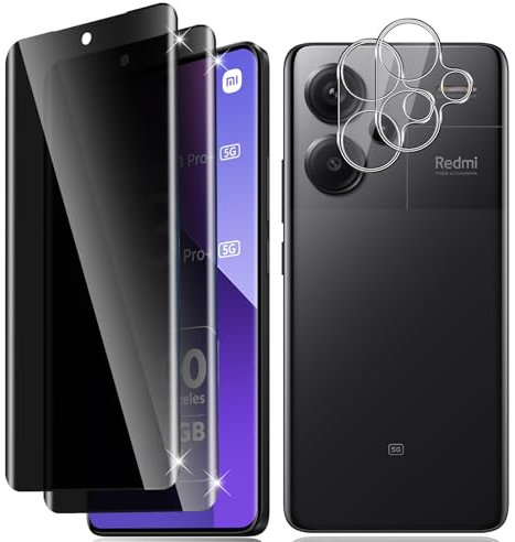 Vanrain 2+2 Piezas Protector de Pantalla Privacidad para Redmi Note 13 Pro Plus 5G, Antiespia Cristal Templado y Protector Cámara