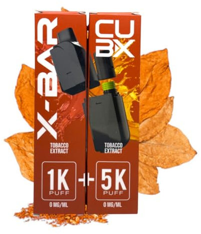 CUBX- double pod remplissable (batterie non incluse) sans nicotine ni tabac, Vente interdite aux personnes âgées de moins de18 ans (saveur : Tabacco Extract)