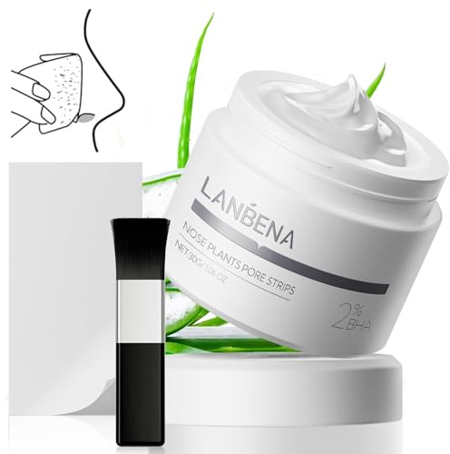 LANBENA 2.0 Mitesser-Nasen-Pflanzen-Porenstreifen (29,2 g), 60 Stück Nasenstreifen für Mitessermaske, Tiefenreinigung, Peel-Off-Maske, schwarze Kopfentferner-Maske