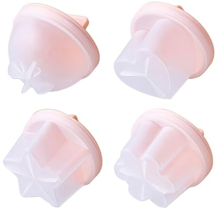 4Pcs Boiled Egg Mold, Nonstick Plastic Cute Steamed Egg Mould Egg Bite Mold Hard Boiled Egg Shaper Jello Cups with Lids and Oil Brush for Breakfast Sandiwches Snacks (Pink)