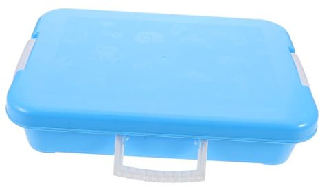 YARNOW Kindersandspeicherbox Koffer Plastiksandkasten Spielsand für Sandkasten kleines Plastiktablett Kunststoff-Sandkasten mit Deckel Plastikschalen für Klassenzimmer Blau