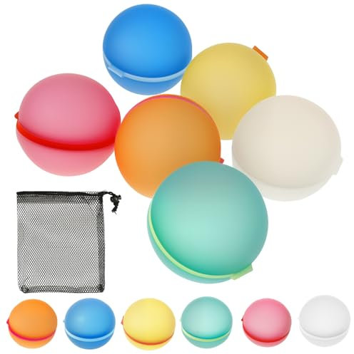 BAODBF 12 Stück Wiederverwendbare Wasserballons Silikon,Eine Sekunden Schnellfüller Bomb Ball Wasserbomben Magnet,Wasserbomben Selbstschließend mit 1 Mesh Bag,Splash Bälle für Sommer,Pool
