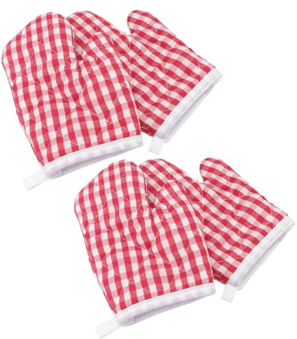 Warmhm 4pcs Heat Insulated Oven Mitts Boys and Girls Thermal Gloves Baking Cooking Gloves