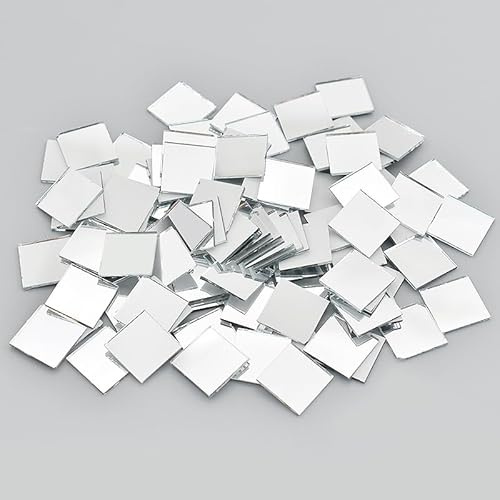DWUENT Lot de 100 mini carreaux de miroir carrés autocollants avec film de protection facile à décoller pour travaux manuels, bricolage, mosaïques et décoration d'intérieur (1 x 1 cm)