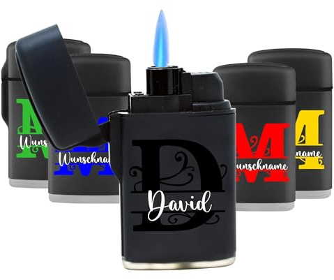 MyPrezzie Personalisiertes Sturmfeuerzeug | Geschenk für Partner mit Wunschname & Initialen | Nachfüllbar | personalisiertes Geschenk für Männer zum Geburtstag Weihnachten Gravur