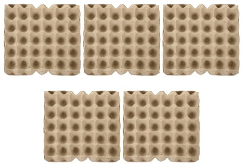 Vassoio Uova in Pasta di Carta 30 Posti, Beige, 5 Pezzi | Design Impilabile, Formato Compatto, Confezione da 5, per Deposito Ordinato