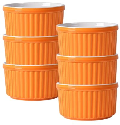 Ramekins - Set di 6 pirottini per soufflé, ciotole per soufflé, crème brûlée, 170 g