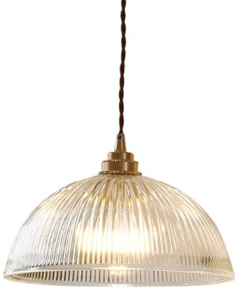 WBRSybUK Industrial Vintage Glass Dome Pendant Light with Copper Brass E27 Cap Ceiling Hanging Lamp Loft Chandelier