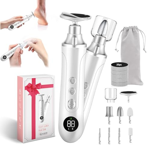 Electric Nail Drill Kit, Cordless Manicure Pedicure Kit with Memory Modes, 15 Speed Portable Nail Drill Machine, Callus Remover with 25Pcs Sandpaper Discs,Hand Foot Care Tool for Thick Nail Toenail