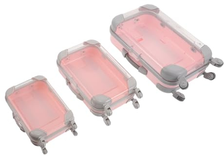 LRXIYODE 3 Pezzi Mini Valigia Porta Ciglia Finte 3 Pezzi Rosa in ABS, Custodia Portatile Vassoio Organizer per Trucco, Contenitore Antiurto per Viaggio e Conservazione Cosmetici