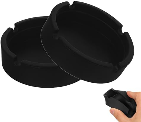 2 PCS Silicone Ashtrays, Ashtrays for Outside, Ash Trays Indoors, Ashtrays for Inside, for Home Office Restaurant or Outdoor(Black)