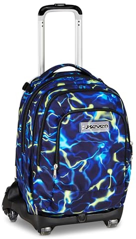 Seven Schultrolley Jack mit 8 Rädern Detach ELECTICVIBE BOY, Blau, 34 L, zerlegbar, abnehmbarer Rucksack, 4 in 1, Cross-over System, multifunktionale Taschen, Grund- und Mittelschule, Kinder, Jungen