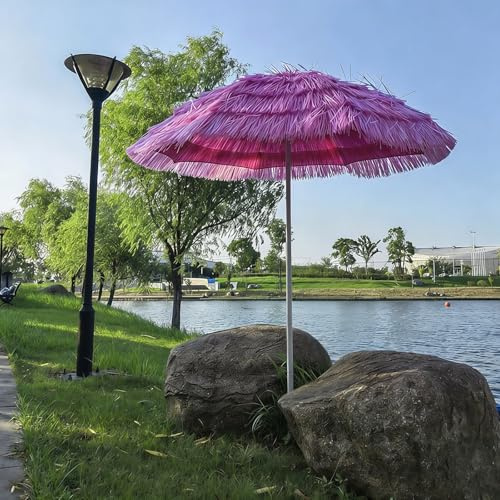 Genérico Sombrilla De Playa Hawaiana De 2.0 M, Sombrillas De Paja para Exteriores De Verano, Parasol Tiki para Patio, Piscina Y Jardín, con 8 Varillas