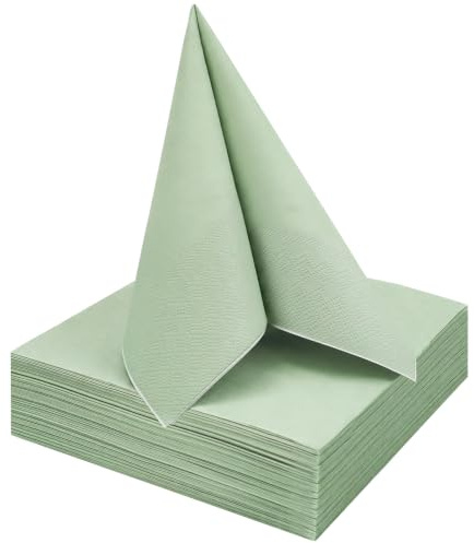 Lot de 100 Serviette Vert Sauge 33 x 33 cm, Serviettes Papier 2 plis, Serviette Papier Vert, mariage, anniversaire, baptême (Vert sauge)
