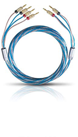 OEHLBACH Bi Tech 4B 200 - Lautsprecherkabel-Set Bi-Wiring versilbert 2x2,5/2x4,0 mm² mit Banana-Verbinder - 2 x 2 m - blau/kupfer